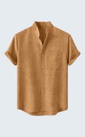 Coastal Linen Mandarin Collar Shirt