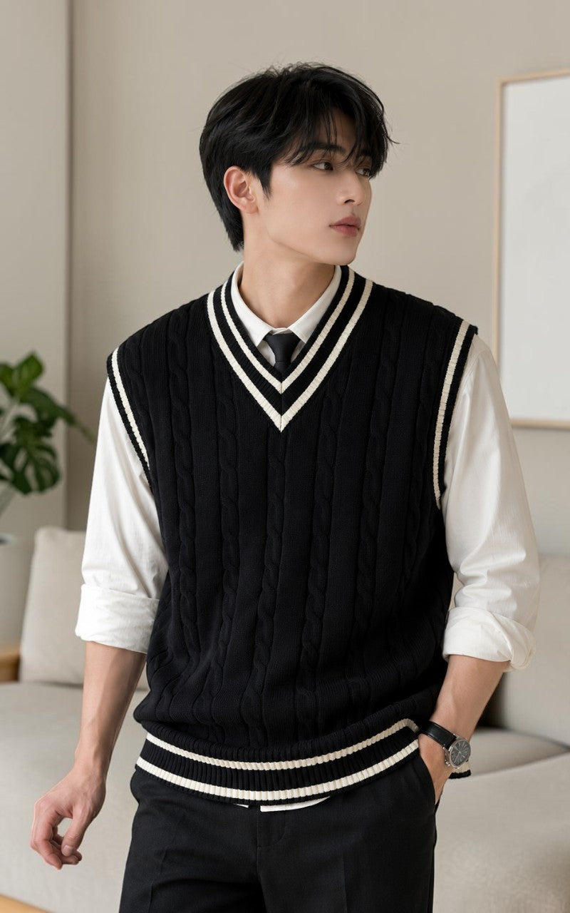 Classic V-Neck Knit Sweater Vest