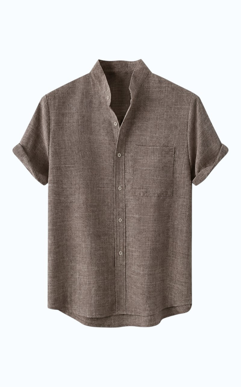 Coastal Linen Mandarin Collar Shirt