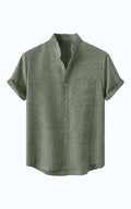 Coastal Linen Mandarin Collar Shirt
