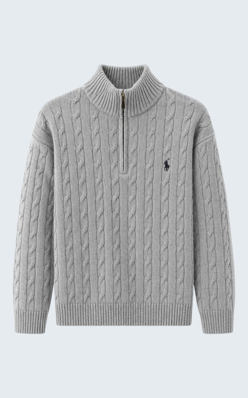 Heritage Embroidered Half-Zip Knit Sweater