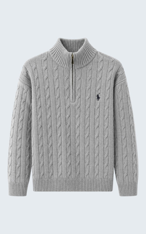 Heritage Embroidered Half-Zip Knit Sweater