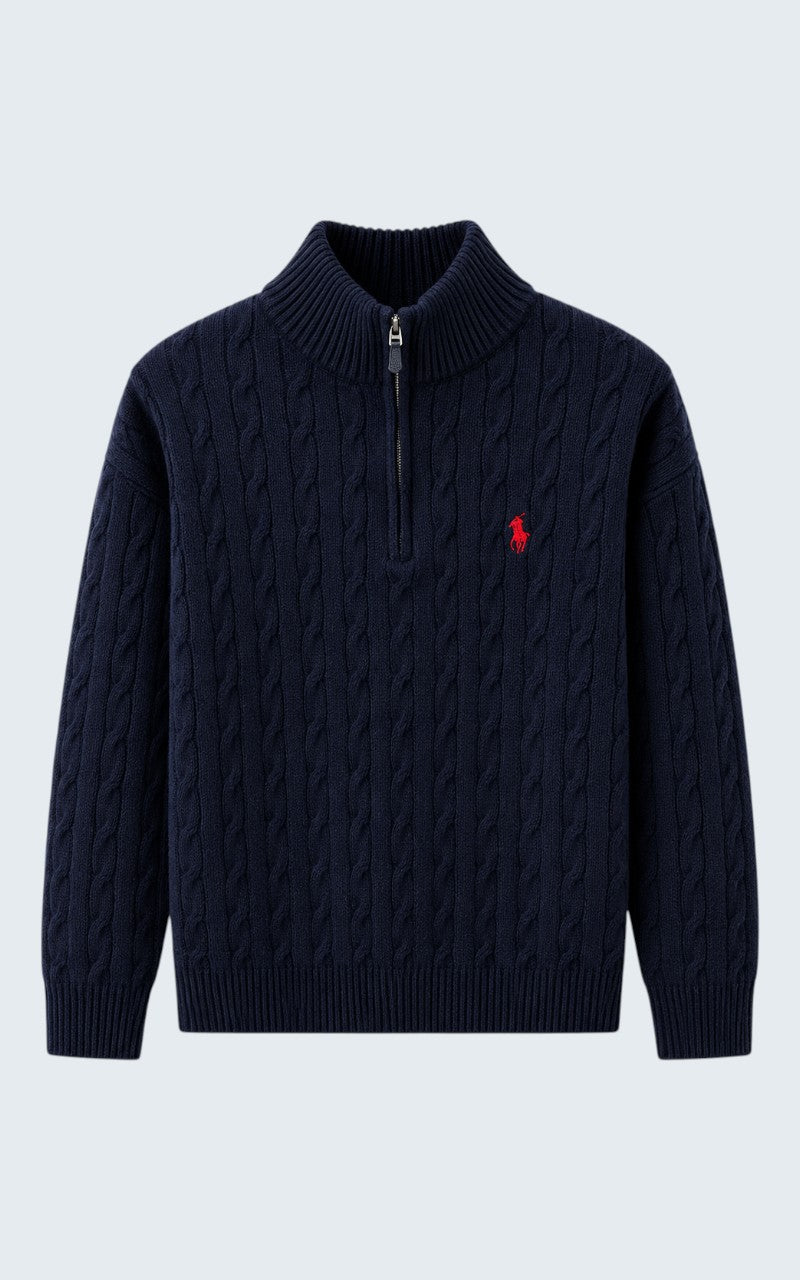 Heritage Embroidered Half-Zip Knit Sweater