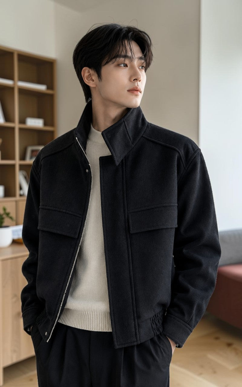 Men’s Korean Wool Zip Jacket