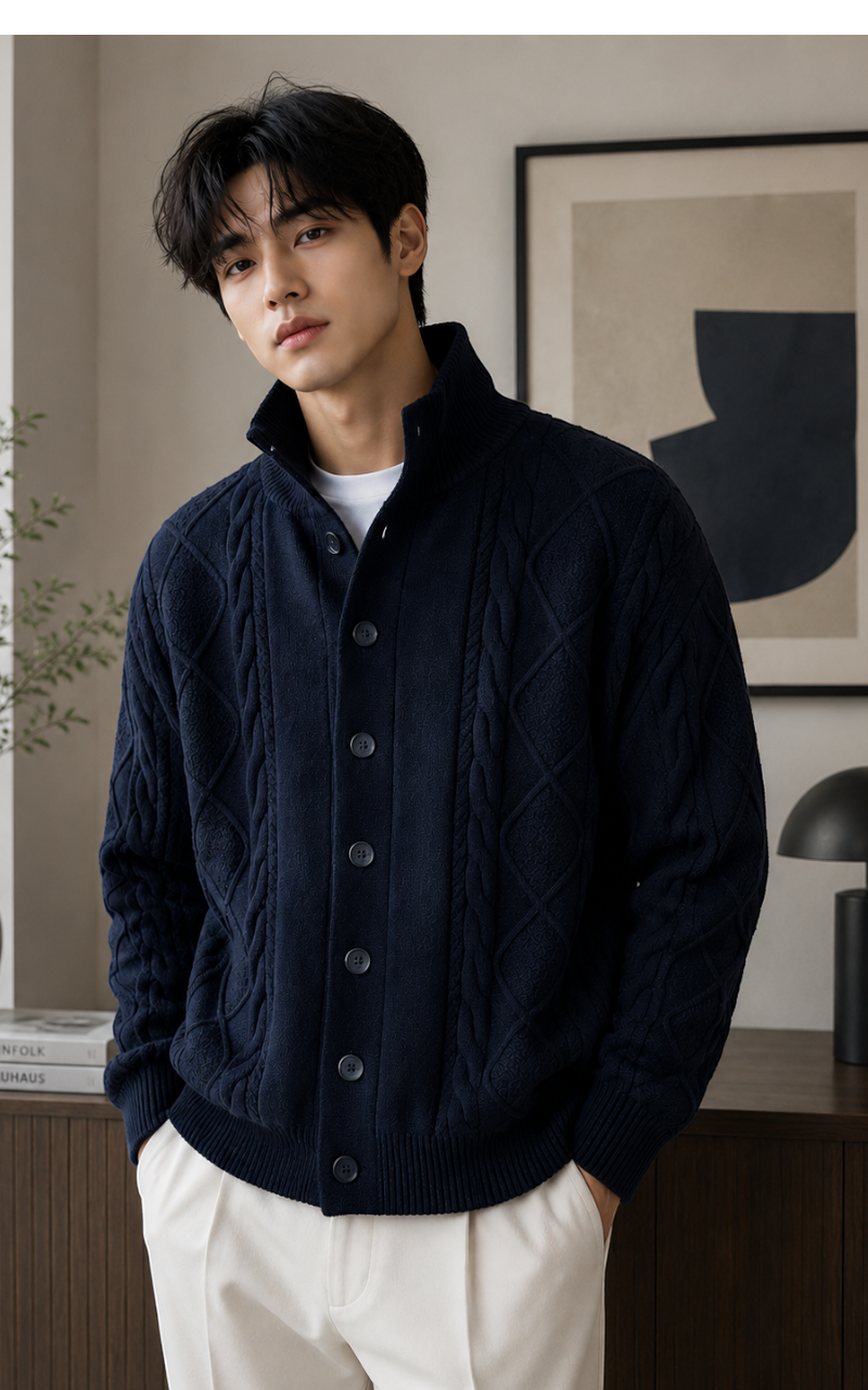 Men’s Retro Knit Cardigan Sweater