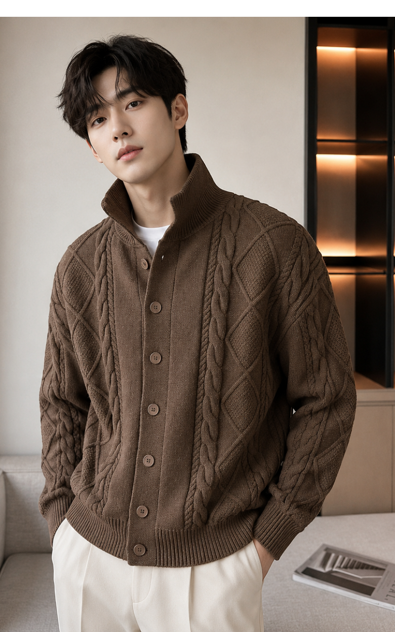 Men’s Retro Knit Cardigan Sweater