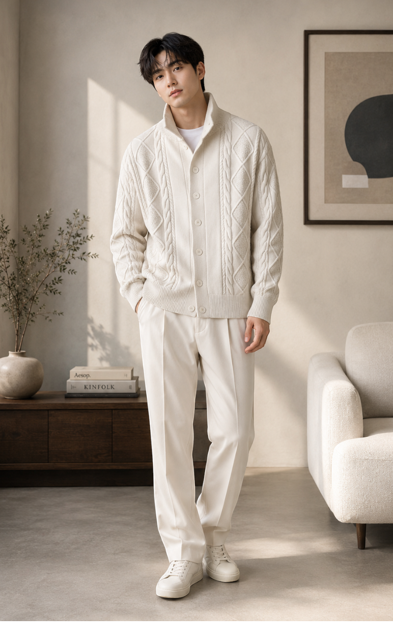 Men’s Retro Knit Cardigan Sweater