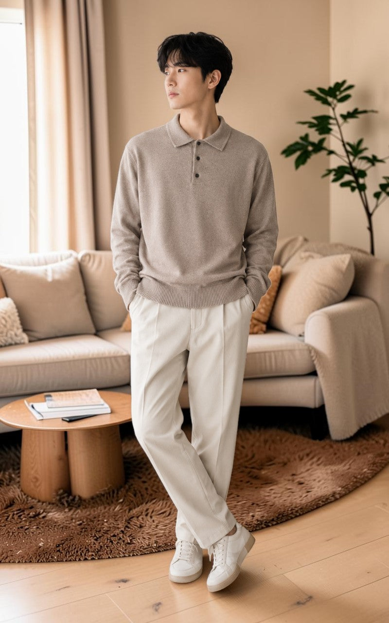 Merino Wool Polo Cardigan