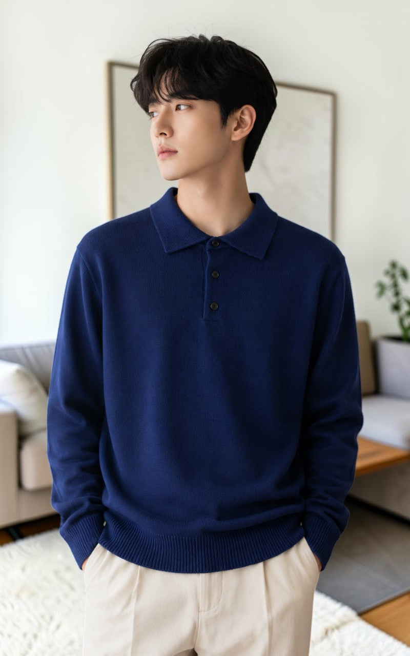 Merino Wool Polo Cardigan