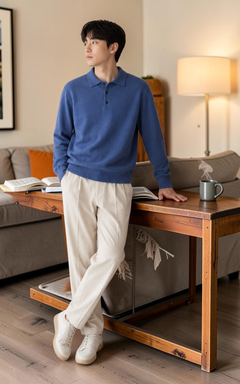 Merino Wool Polo Cardigan