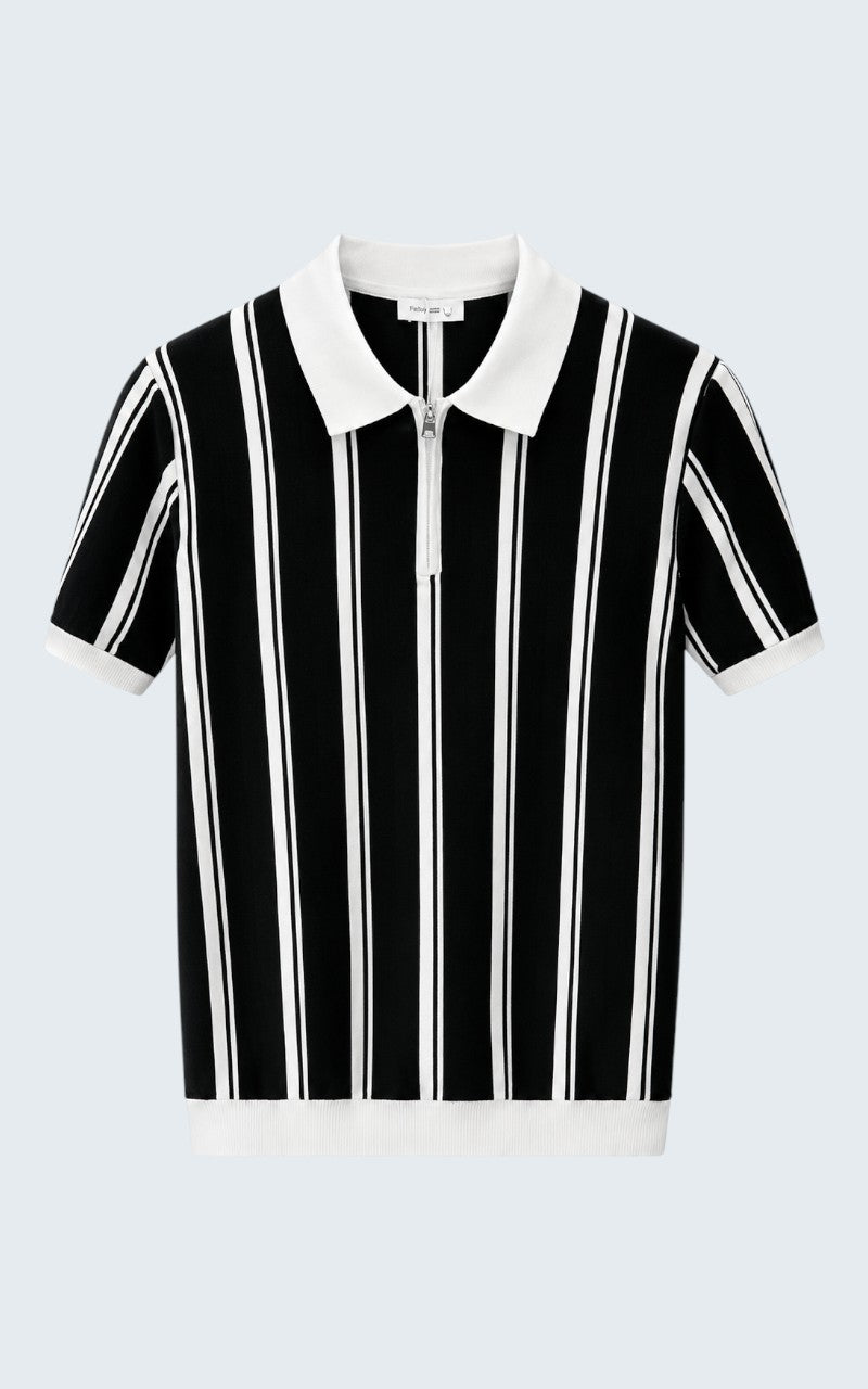 Monaco Stripe Knit Polo Shirt