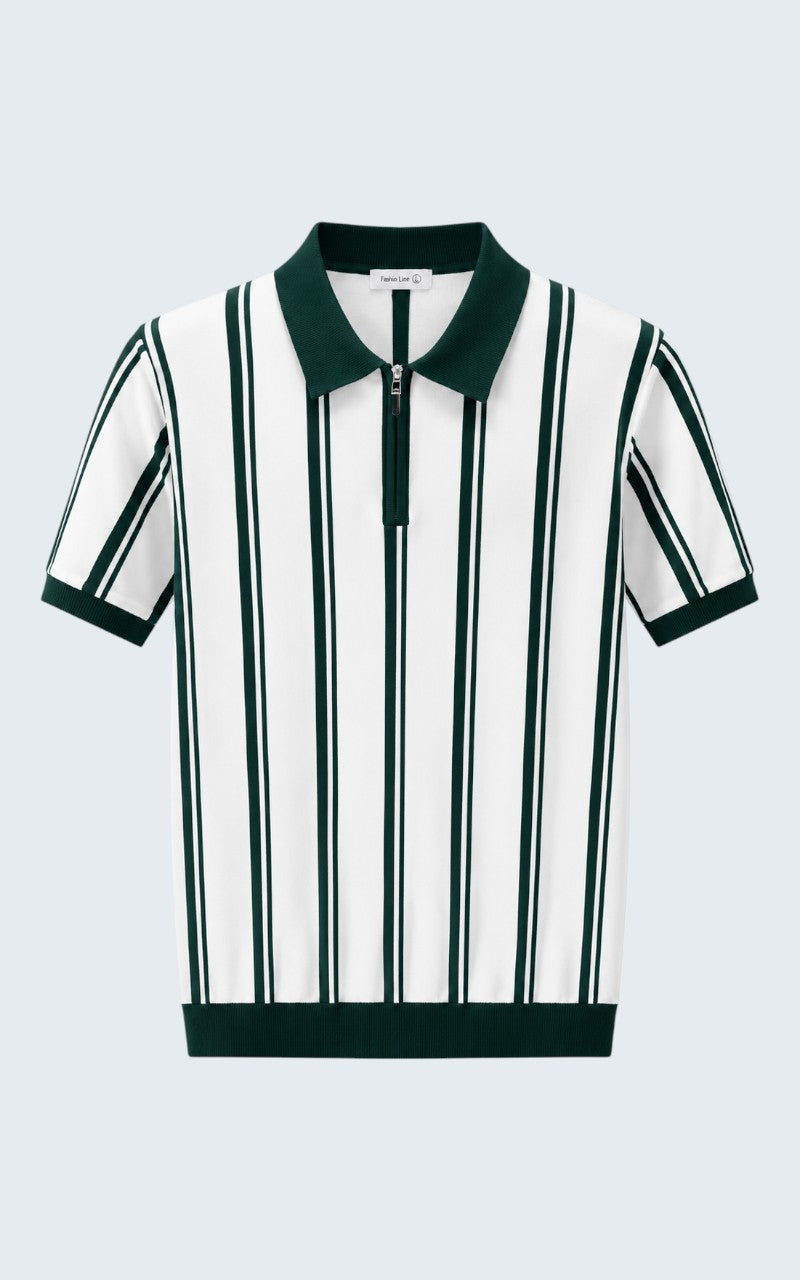 Monaco Stripe Knit Polo Shirt